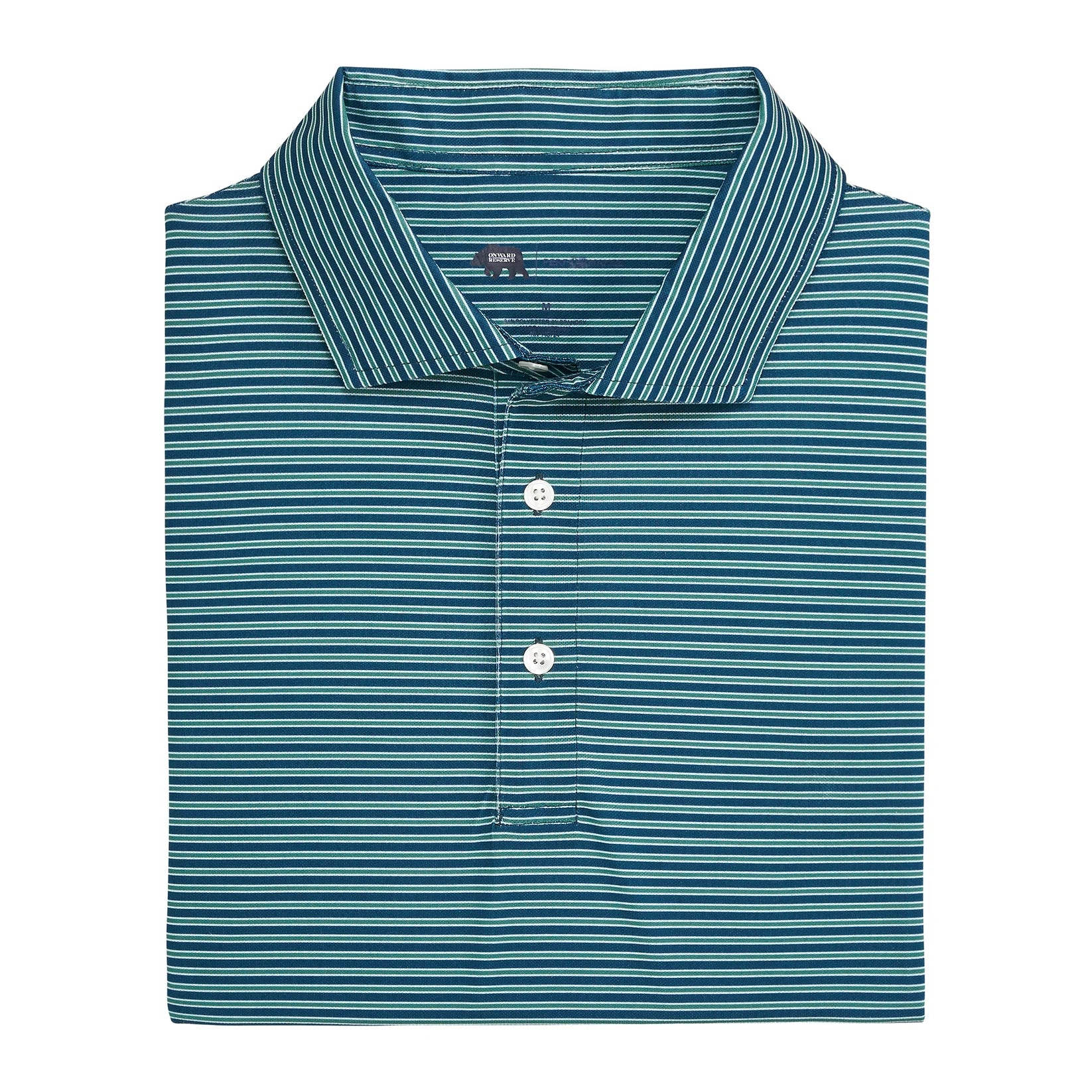 ONWARD RESERVE Men's Polo Onward Reserve Trophy Stripe Performance Pique Polo - Blue Wing Teal