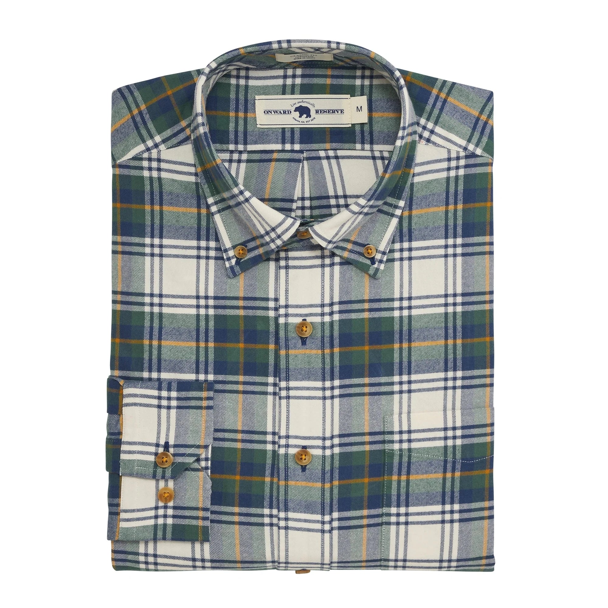ONWARD RESERVE Men's Sport Shirt Onward Reserve Bark Featherweight Flannel - Mallard Green