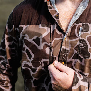 OVER UNDER CLOTHING Men's Sport Shirt Over Under Field Champion Shirt Duck Camo/Brown || David's Clothing