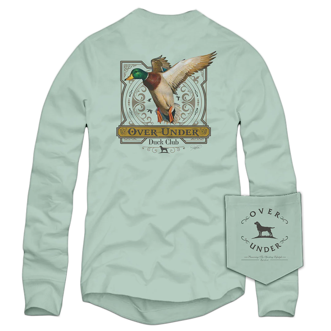 OVER UNDER CLOTHING Men's Tees Duck Head L/S Duck Club T-Shirt Green Tea || David's Clothing