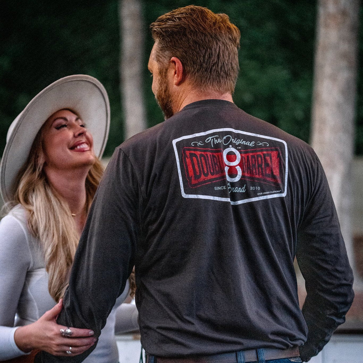 OVER UNDER CLOTHING Men's Tees Over Under L/S Double Barrel Brand T-Shirt Charcoal