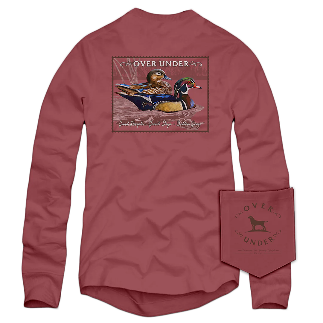 OVER UNDER CLOTHING Men's Tees Over Under L/S Wood Duck Stamp T-Shirt Brick