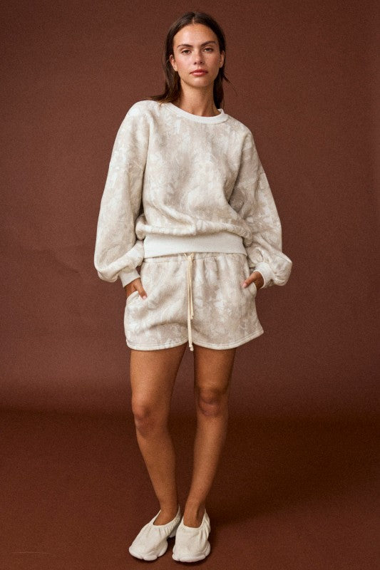 PAPER MOON Women's Top Woodland Camo Crewneck and Shorts Set