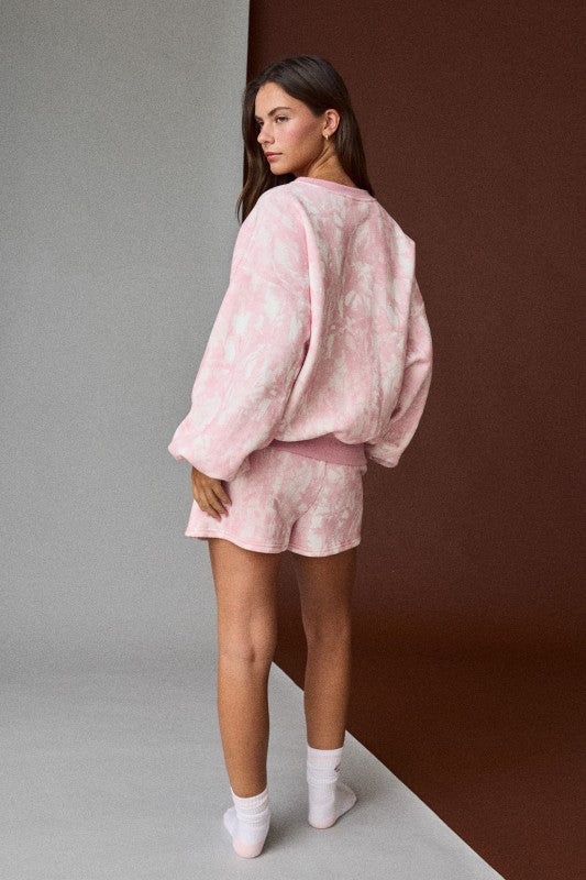 PAPER MOON Women's Top Woodland Camo Crewneck and Shorts Set