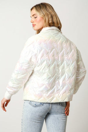 PEACH LOVE Women Jackets Pearlescent Long Sleeve Padded Jacket || David's Clothing