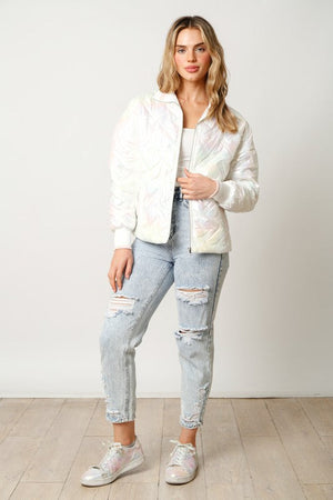 PEACH LOVE Women Jackets Pearlescent Long Sleeve Padded Jacket || David's Clothing