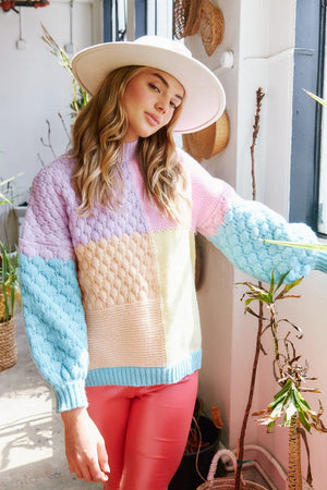PEACH LOVE Women's Sweaters Colorblock Knit Sweater || David's Clothing