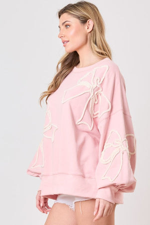 PEACH LOVE Women's Top Thread Embroidery Oversized Sweatshirts || David's Clothing