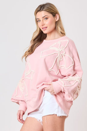 PEACH LOVE Women's Top Thread Embroidery Oversized Sweatshirts || David's Clothing