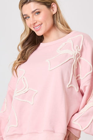 PEACH LOVE Women's Top Thread Embroidery Oversized Sweatshirts || David's Clothing