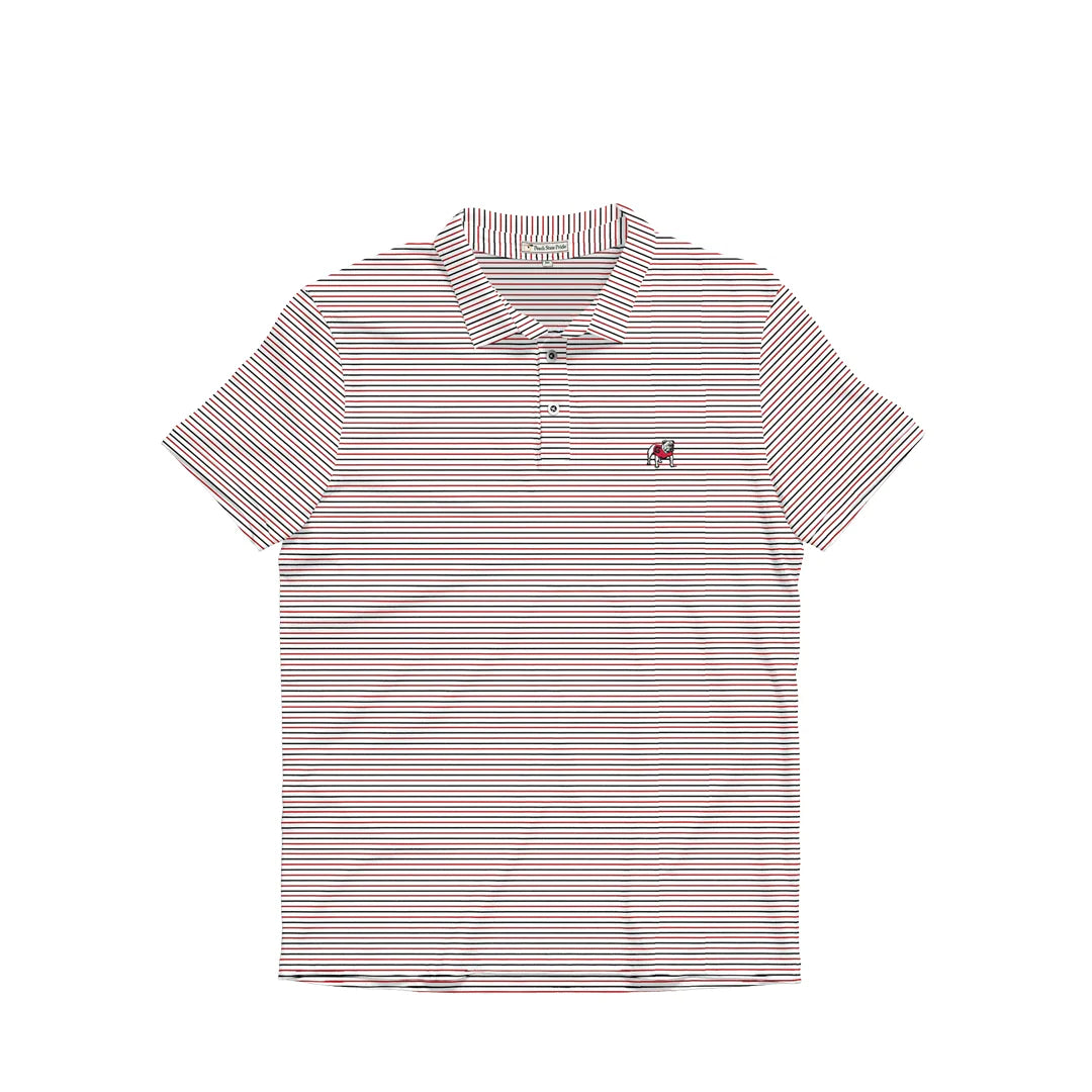 PEACH STATE PRIDE Boys Top Peach State Pride Youth UGA Standing Dawg White, Red & Black Beech Stripe Polo