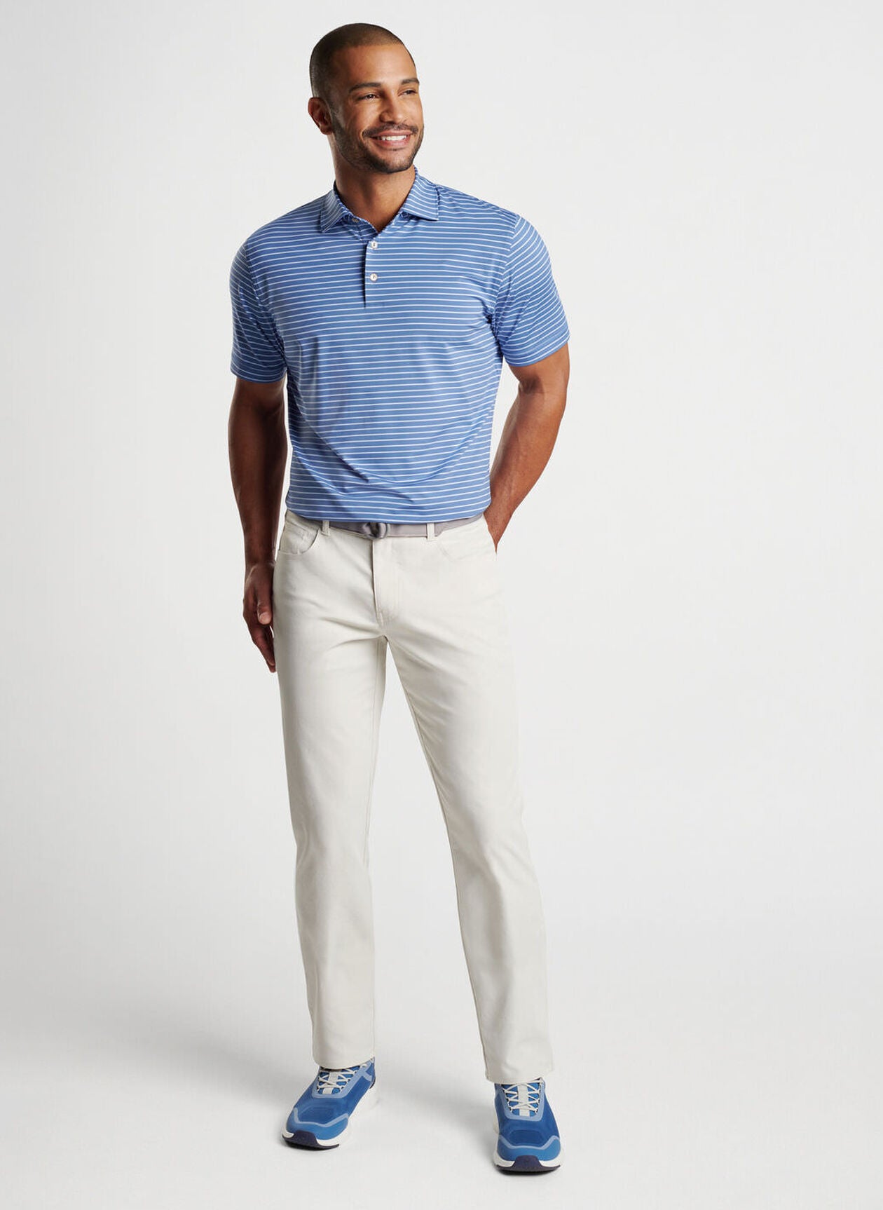 PETER MILLAR Men's Polo ASTRAL BLUE / M Peter Millar Drum Performance Polo || David's Clothing MF24EK08SAB