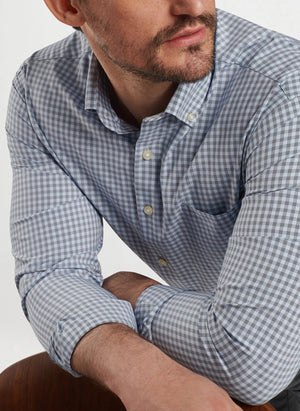 PETER MILLAR Men's Sport Shirt Peter Millar Murray Performance Poplin Sport Shirt || David's Clothing