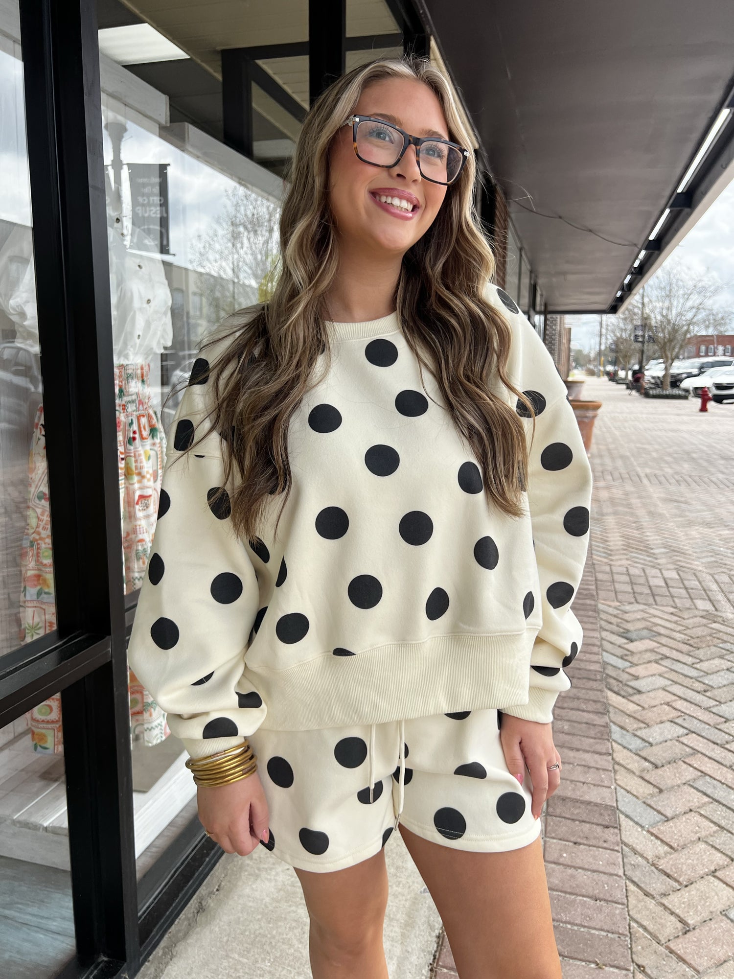 POPPY & PINE Women's Top Poppy & Pine Polka Dot Crop Sweatshirt