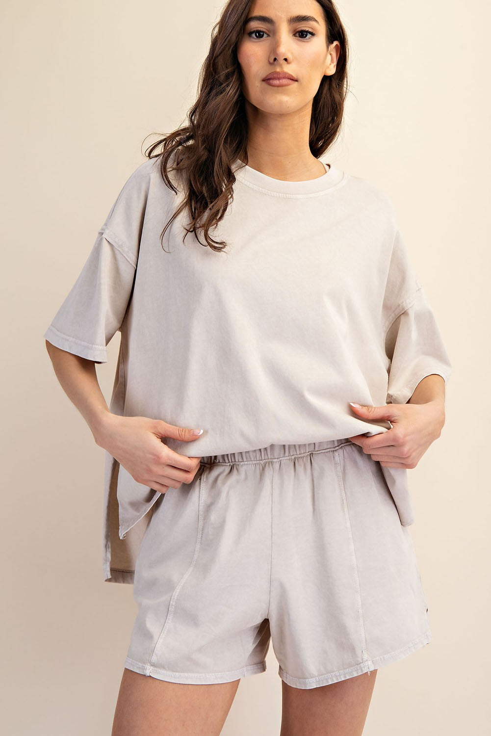 RAE MODE BLUE / S Mineral Washed Side Slit Short Set SET0032