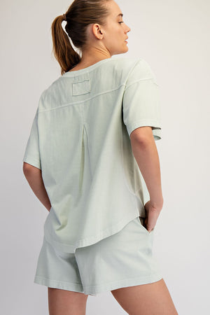 RAE MODE Women's Top Pigment Washed Cotton Shorts Set