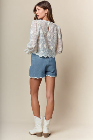 RARERAW Women's Top Daisy Garden Lace Top