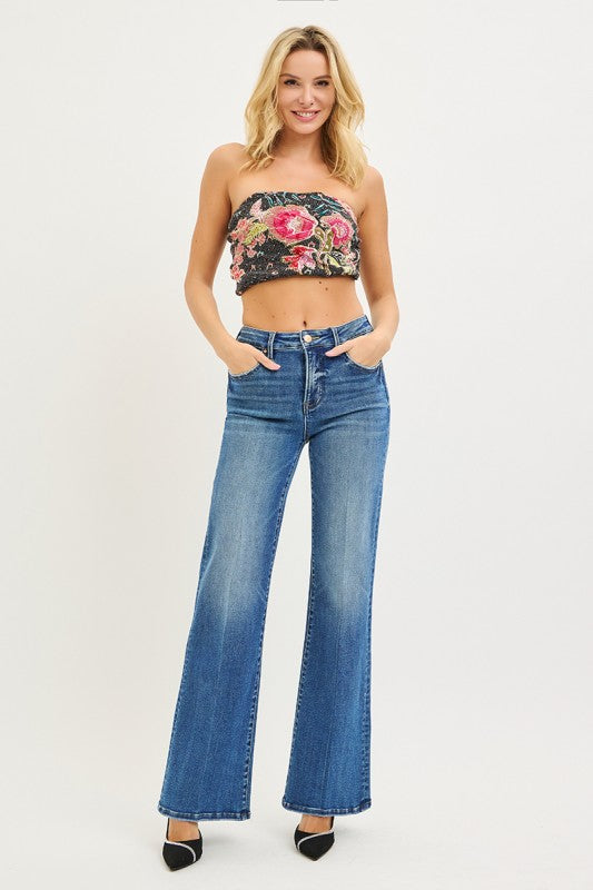 Risen Jeans Women's Jeans Risen Jean Tummy Control High Rise Wide Flare Jeans