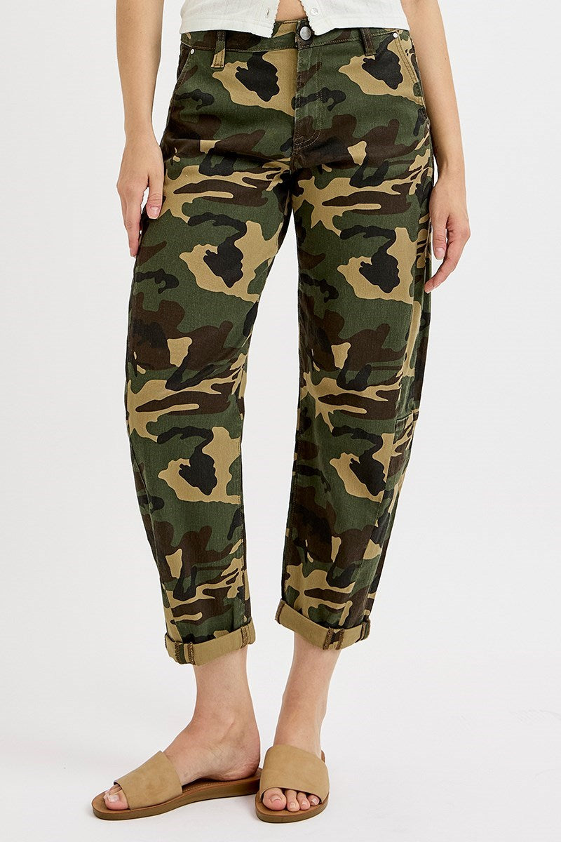 Risen Jeans Women's Jeans Risen Jeans High Rise Ankle Barrel Double Roll Up Pants || David's Clothing