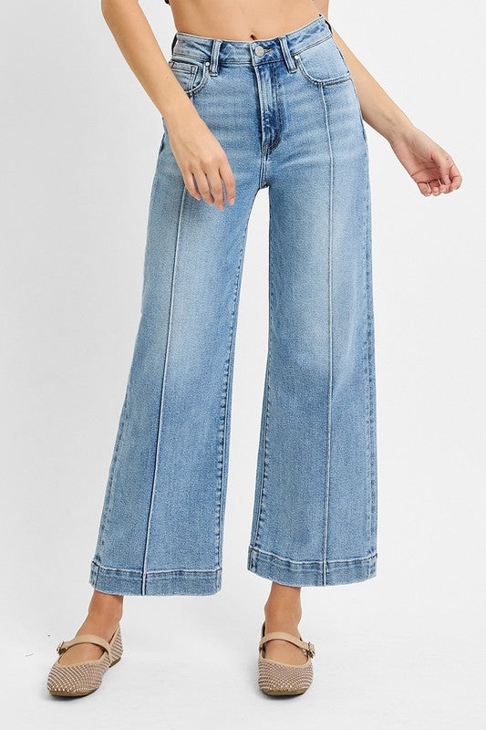 Risen Jeans Women's Jeans Risen Jeans High Rise Crop Wide Jeans || David's Clothing