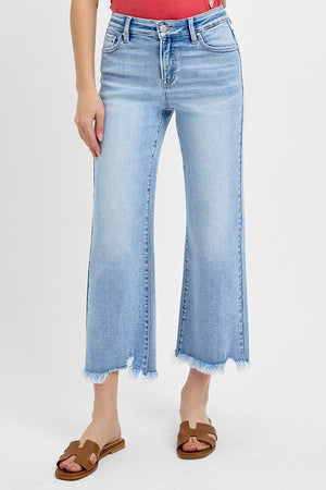 Risen Jeans Women's Jeans Risen Jeans Mid Rise Crop Straight Jeans || David's Clothing