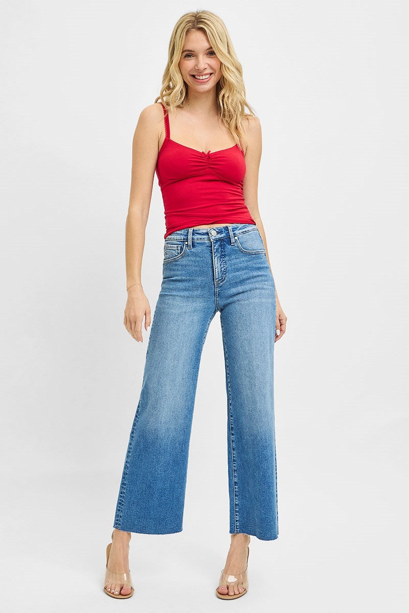 Risen Jeans Women's Jeans Risen Jeans Tummy Control High Rise Crop Wide Leg Jeans