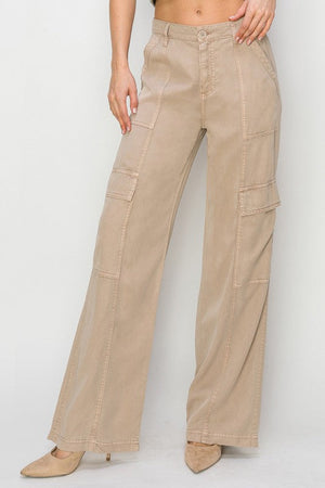 Risen Jeans Women's Pants Risen Jeans Tencel Wide Leg Cargo Pants || David's Clothing