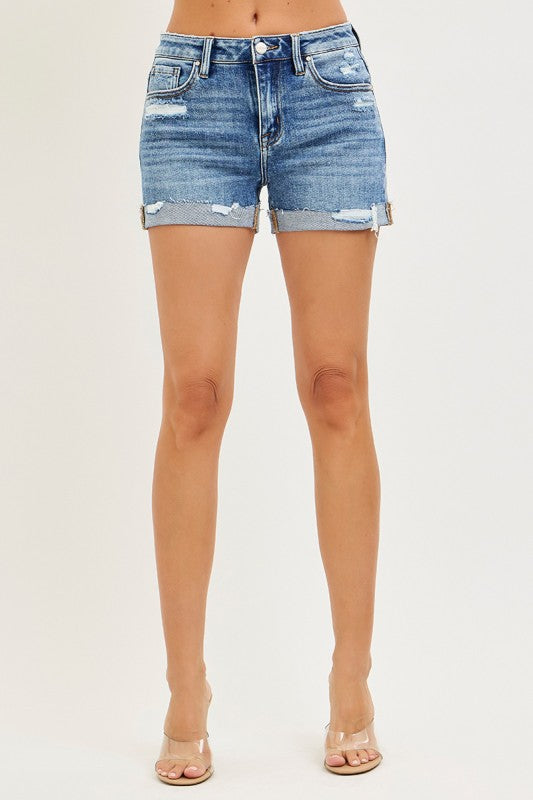Risen Jeans Women's Shorts Risen Jeans Mid Rise Cuffed Shorts