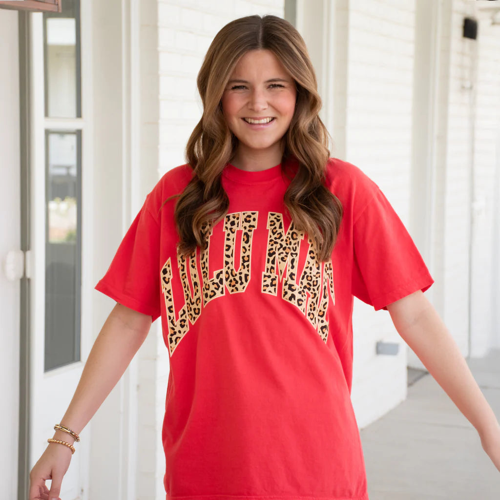 Lulu Mac Leopard Print Logo Tee