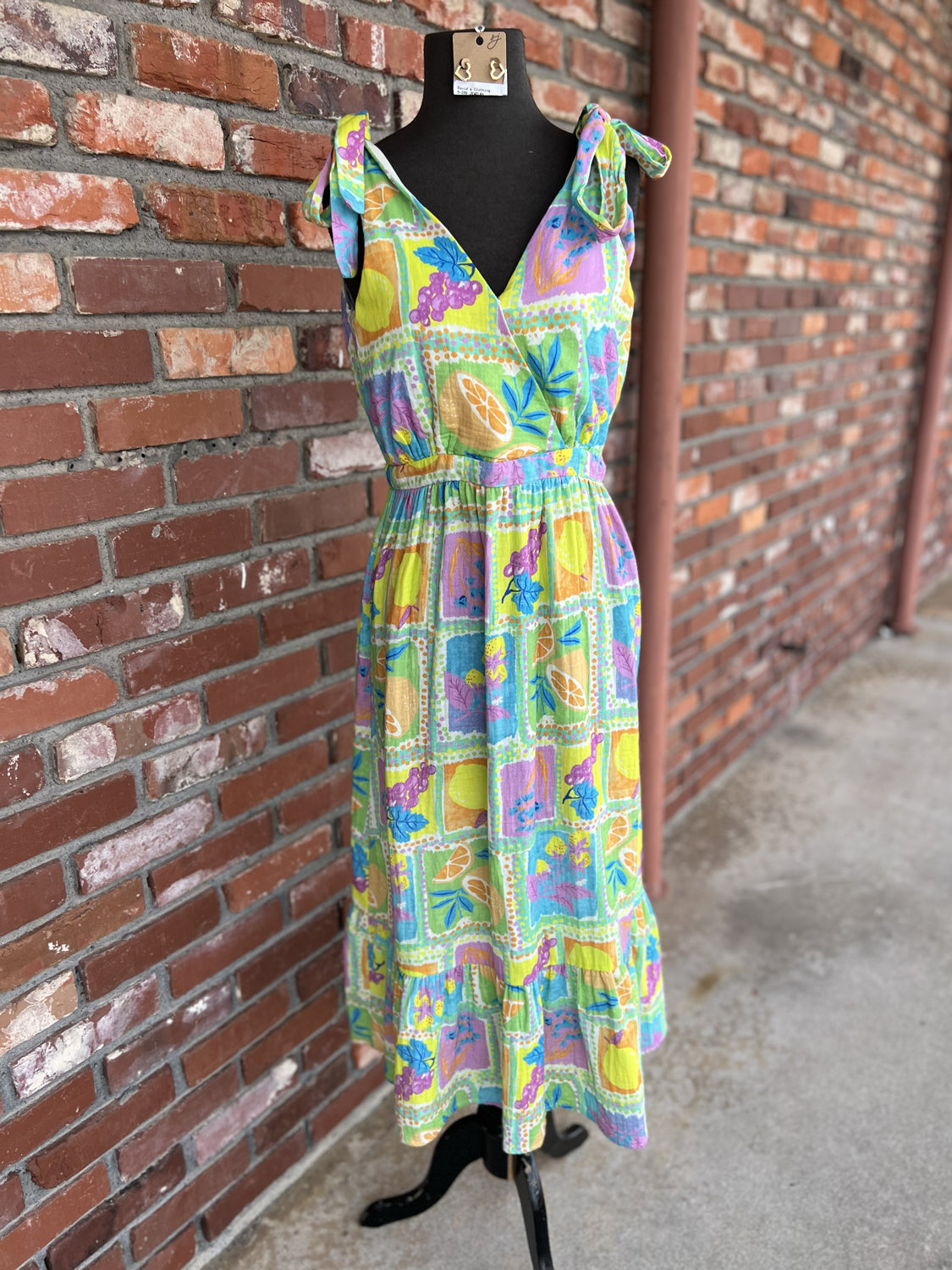 SADIE AND SAGE Women's Dresses Mimosa Shoulder Ties Surplice Midi Dress