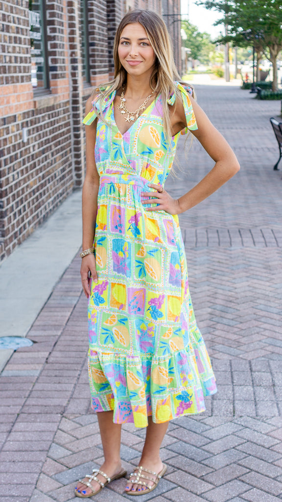 SADIE AND SAGE Women's Dresses Mimosa Shoulder Ties Surplice Midi Dress