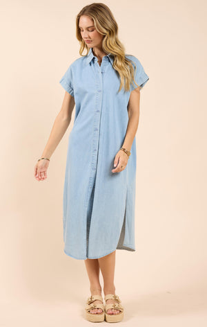 SADIE AND SAGE Women's Dresses Sadie And Sage Energize Button Shirt Dress W Side Slits || David's Clothing