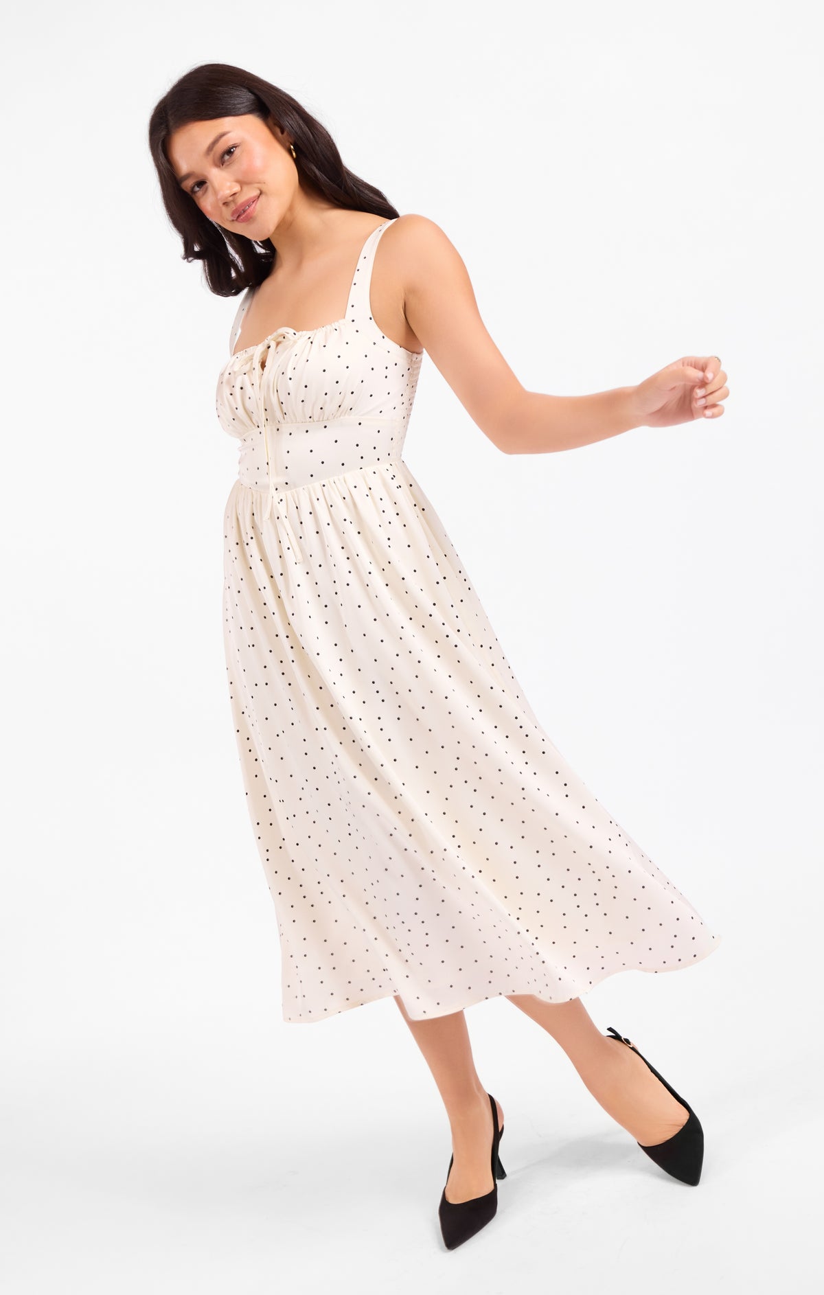 SADIE AND SAGE Women's Dresses Sadie And Sage Letters Home Polka Dot Midi Dress
