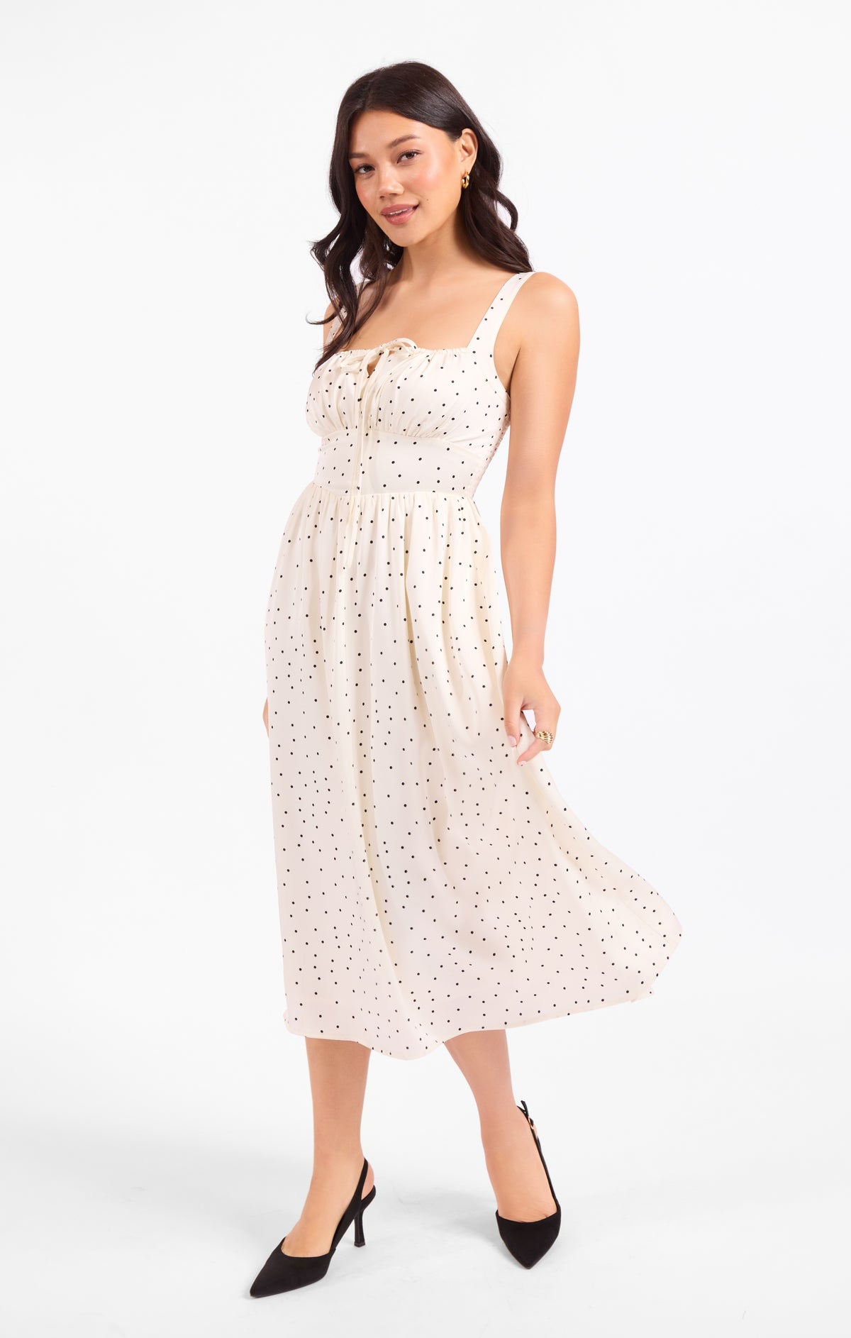 SADIE AND SAGE Women's Dresses Sadie And Sage Letters Home Polka Dot Midi Dress