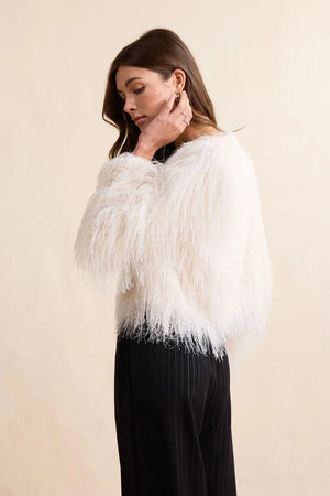 SADIE AND SAGE Women's Jackets Sadie & Sage Angel Wings Fringe Jacket in Ivory