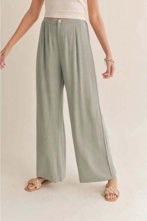 SADIE AND SAGE Women's Pants Sadie and Sage Botanical Linen Back Elastic Trousers || David's Clothing