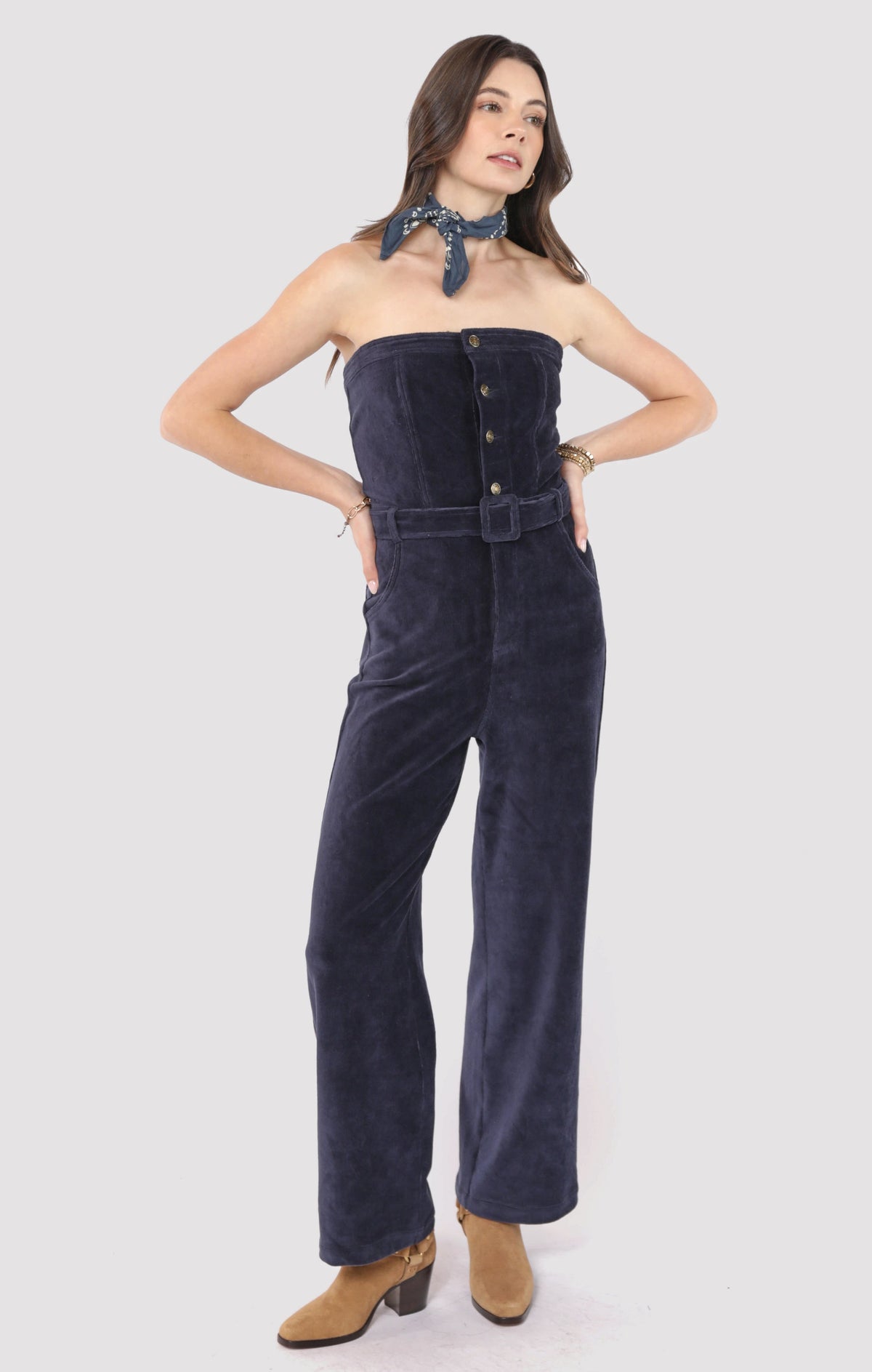 SADIE AND SAGE Women's Pants Sadie and Sage Morrison Strapless Belted Jumpsuit