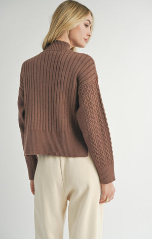 SADIE AND SAGE Women's Sweaters Sadie And Sage Liss Turtleneck Sweater Brown || David's Clothing