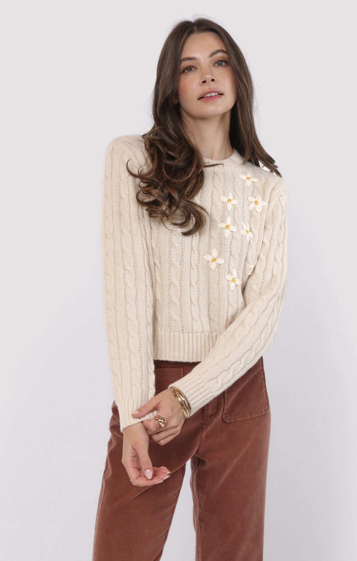 SADIE AND SAGE Women's Sweaters Sadie and Sage Lulu Embroidered Daisy Sweater