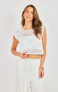 SADIE AND SAGE Women's Sweaters Sadie and Sage Open Field Crochet Sweater