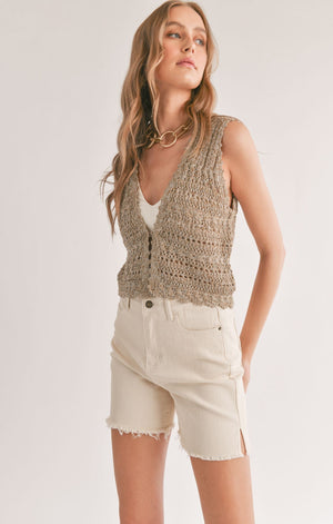 SADIE AND SAGE Women's Top Sadie And Sage Jaz Pointelle Sweater Vest || David's Clothing