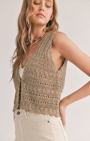 SADIE AND SAGE Women's Top Sadie And Sage Jaz Pointelle Sweater Vest || David's Clothing