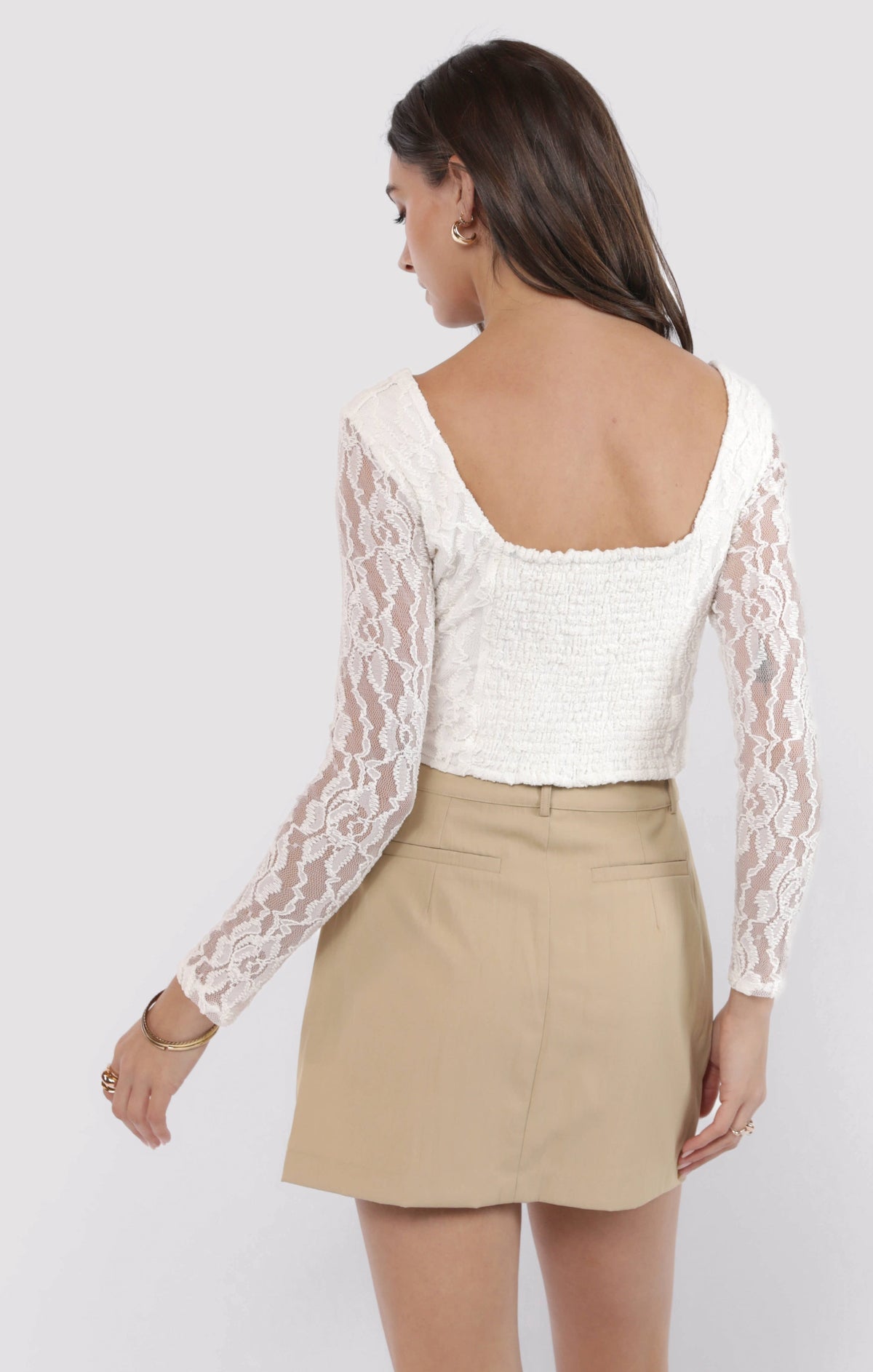 SADIE AND SAGE Women's Top Sadie and Sage Low Lights Lace L/slv Crop Top