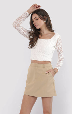 SADIE AND SAGE Women's Top Sadie and Sage Low Lights Lace L/slv Crop Top