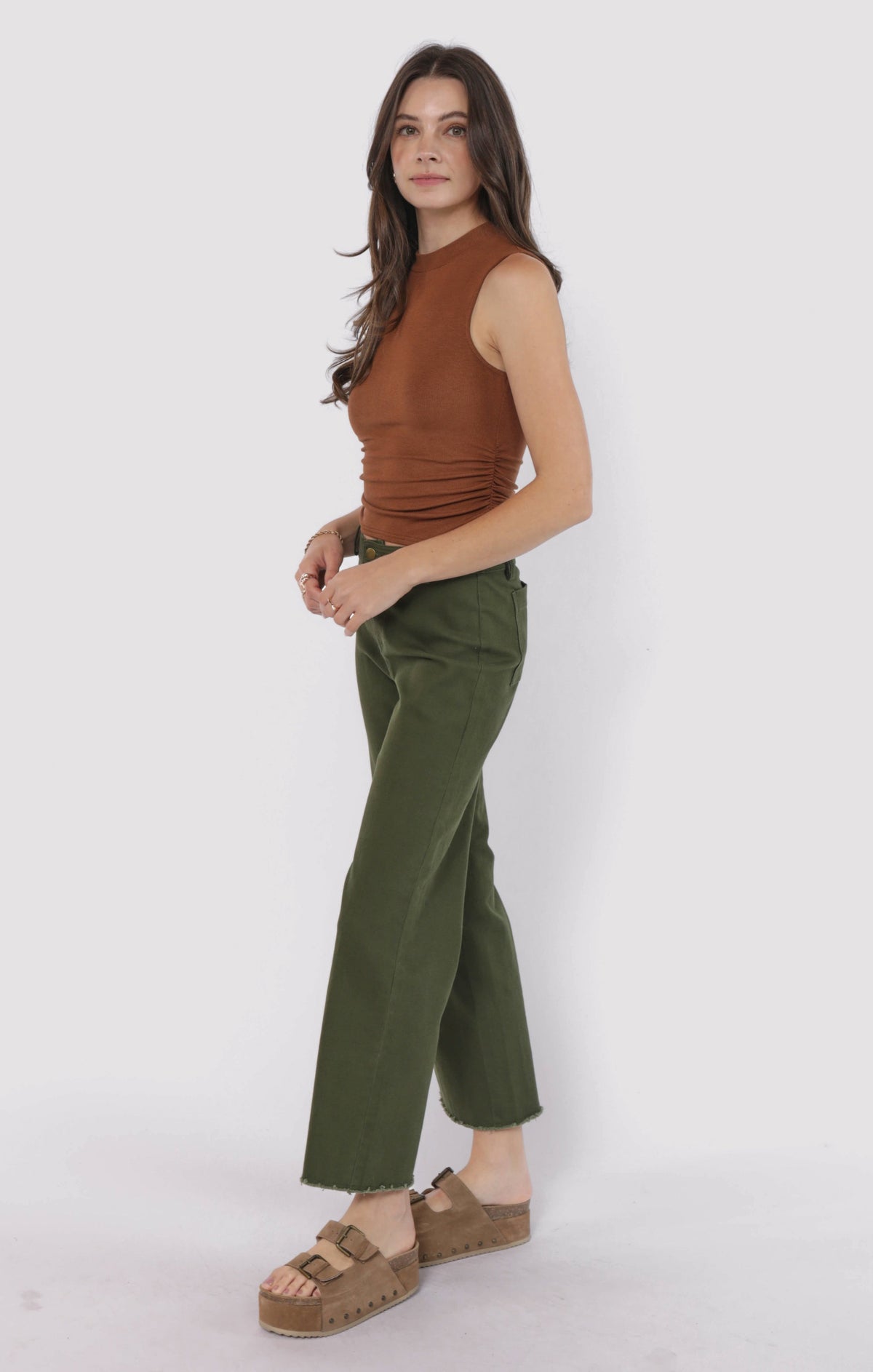 SADIE AND SAGE Women's Top Sadie And Sage Ronan Mock Neck Ruched Knit Tank