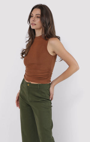 SADIE AND SAGE Women's Top Sadie And Sage Ronan Mock Neck Ruched Knit Tank