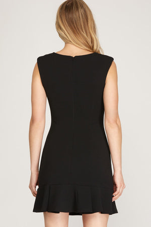 SHE AND SKY Women's Dresses Sleeveless Shoulder Padded Heavy Knit Dress || David's Clothing