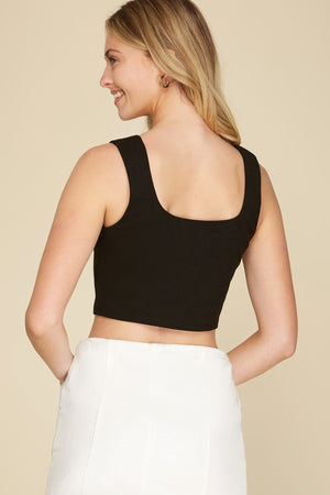 SHE AND SKY Women's Top Sleeveless Square Neck Heavy Knit Crop Top || David's Clothing