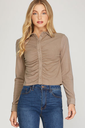 SHE AND SKY Women's Top TAUPE / S SS8709