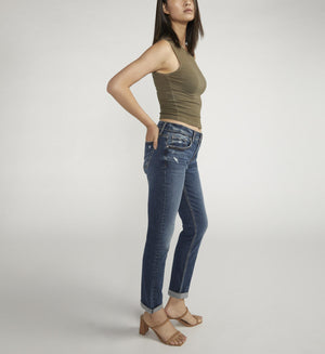 SILVER JEANS CO. Women's Jeans Silver Jeans Boyfriend Mid Rise Slim Leg Jeans || David's Clothing